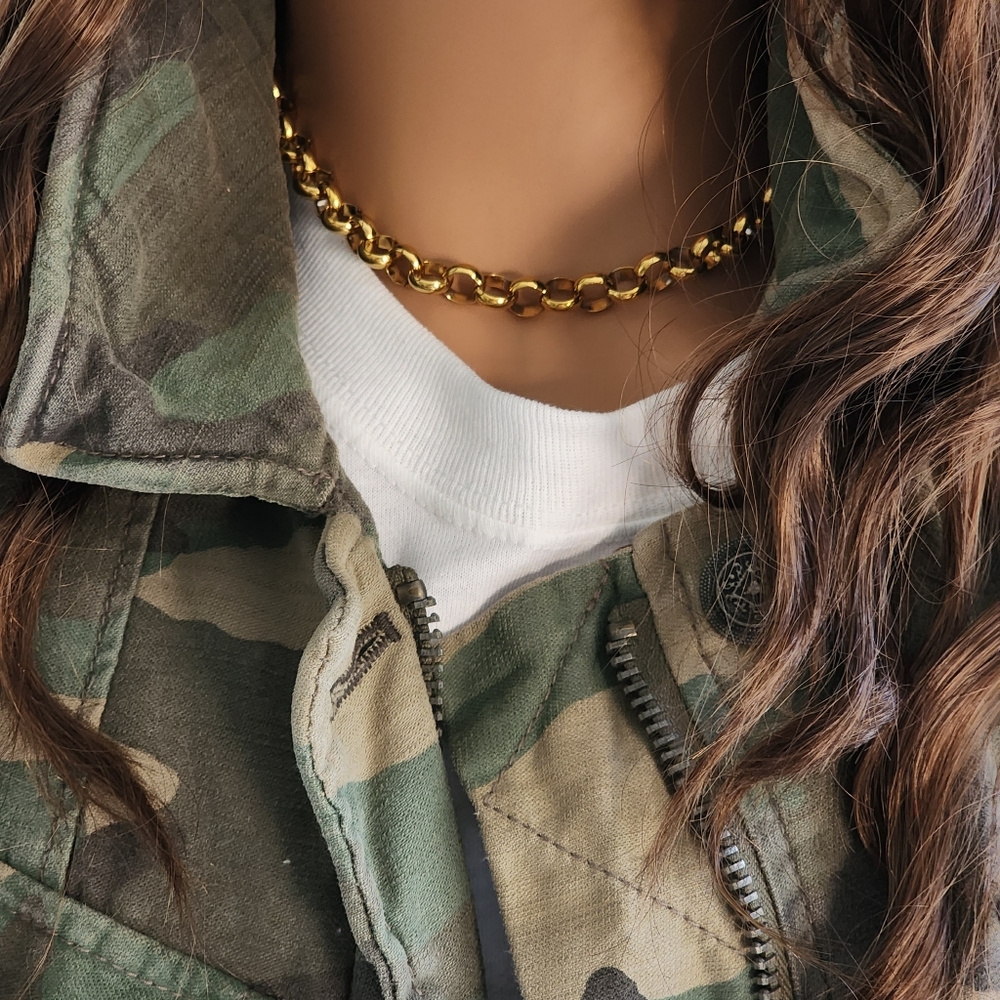 Neiman Marcus Jewelry 14K Gold plated Chanky Rolo Chain Hypoallerg
